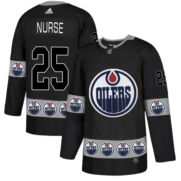 Men Edmonton Oilers #25 Nurse Black Adidas Fashion NHL Jersey